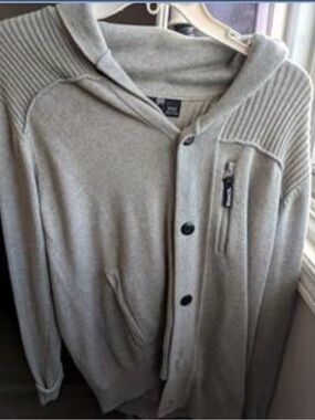 Bench Men's Hooded Button-Front Cardigan - Light Gray